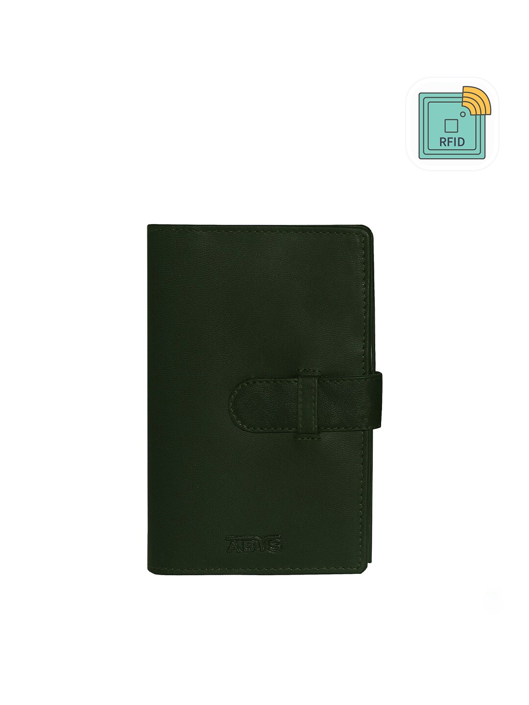 

ABYS Unisex Green & Gunmetal-Toned Textured Leather Passport Holder