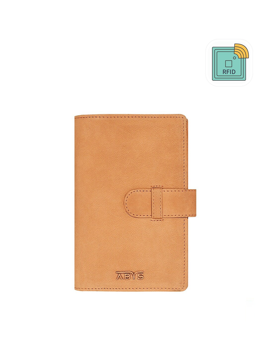 

ABYS Unisex Tan Textured Leather Passport Holder