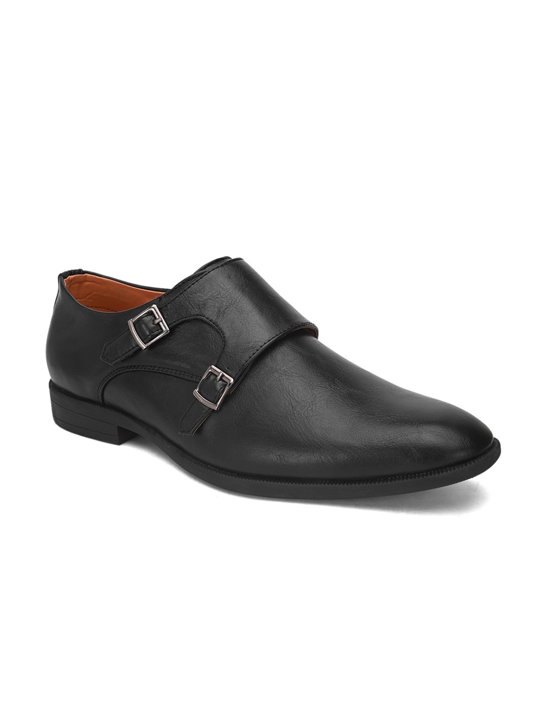 

ALBERTO MORENO Men Black Solid Formal Monk Shoes