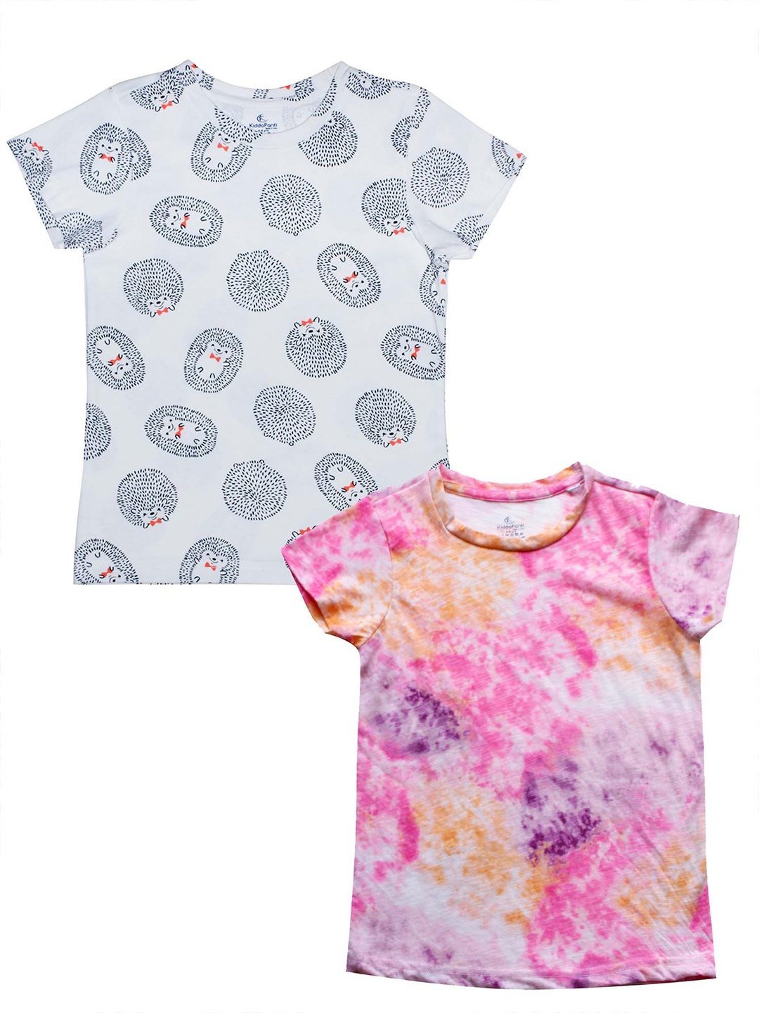 

KiddoPanti Girls White 2 Printed V-Neck T-shirt