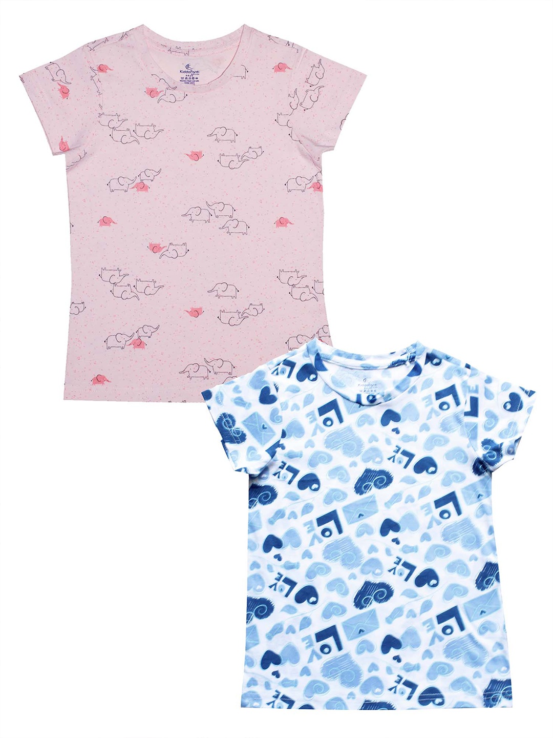 

KiddoPanti Girls Pink 2 Printed T-shirt