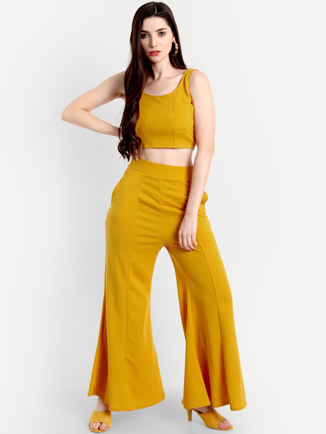 

BROADSTAR Women Mustard Top & Palazzo Set