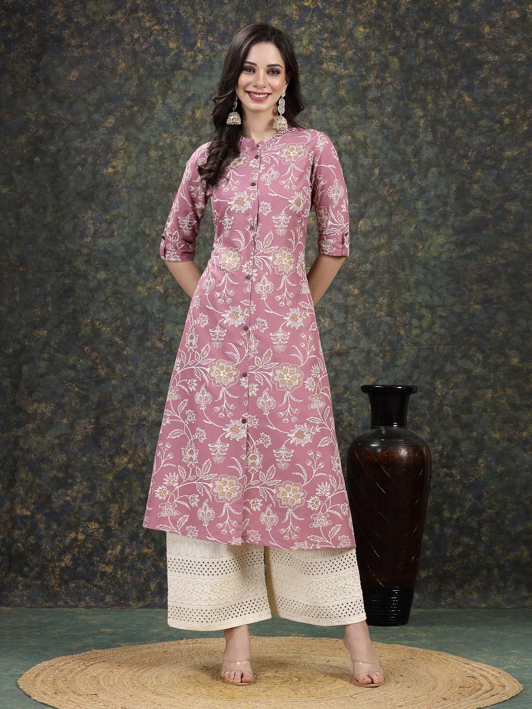 

Stylum Women Mauve Ethnic Motifs Printed Pastels Kurta