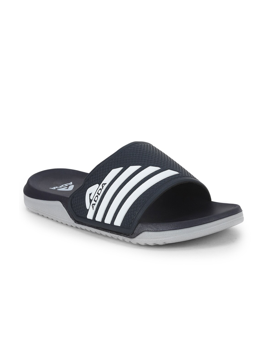 

Adda Men Navy Blue & White Striped Rubber Sliders