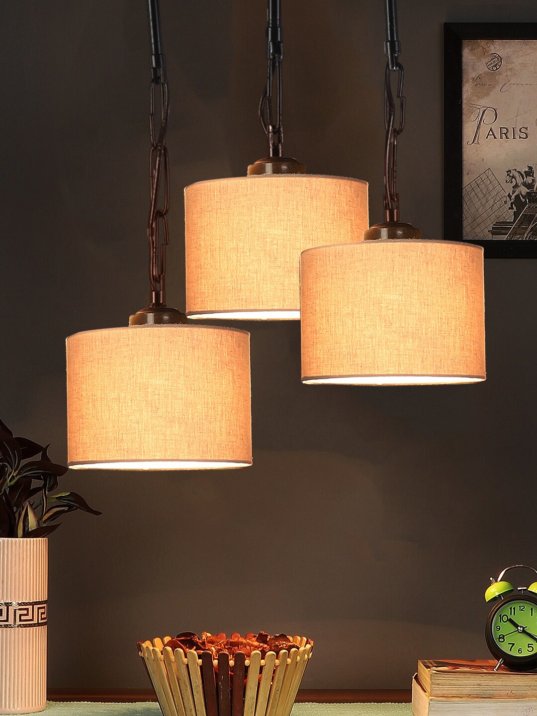 

Devansh Grey Drum Cluster Hanging Lamp