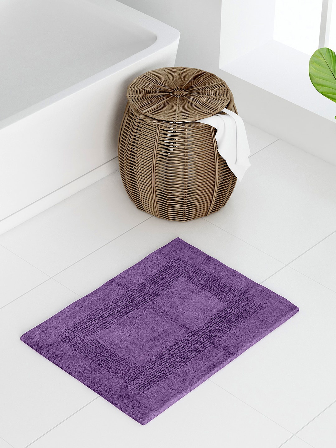 

Raymond Home Purple Solid Cotton Bath Mat