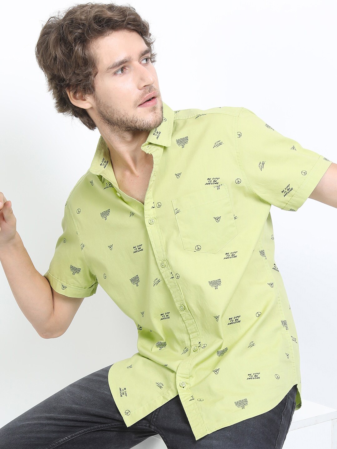 

KETCH Men Green Slim Fit Printed Casual Shirt