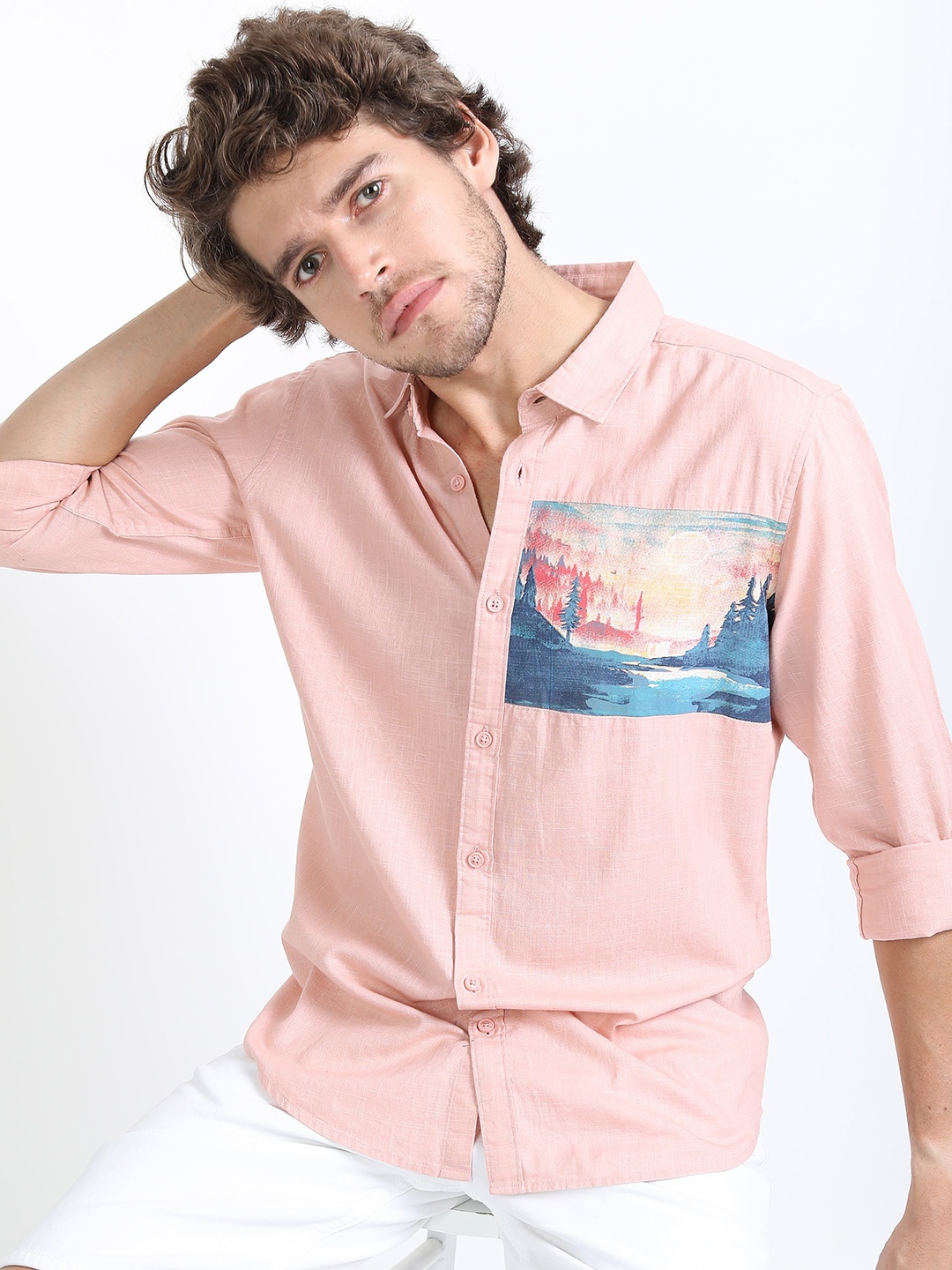 

KETCH Men Pink Slim Fit Striped Casual Shirt