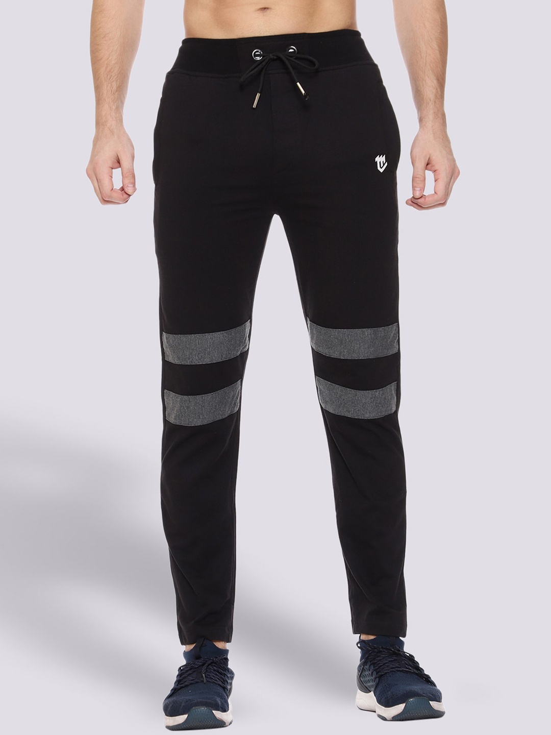 

Mark Leute Men Black Regular Fit Striped Cotton Track Pants