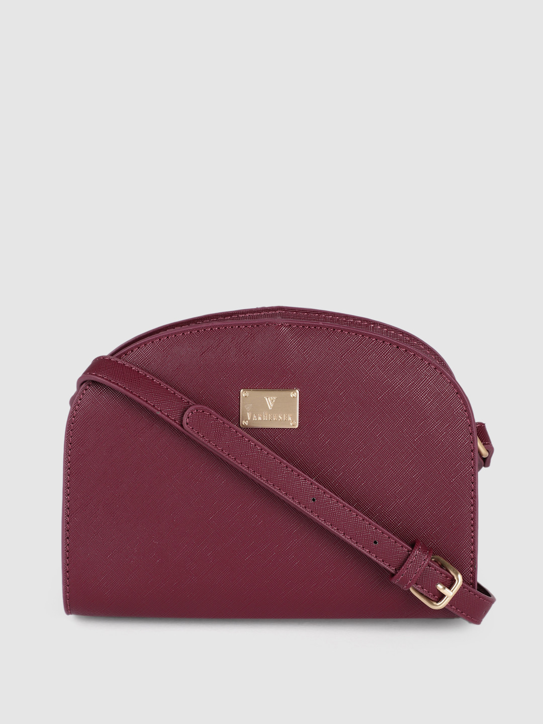 

Van Heusen Women Maroon Solid Structured Sling Bag