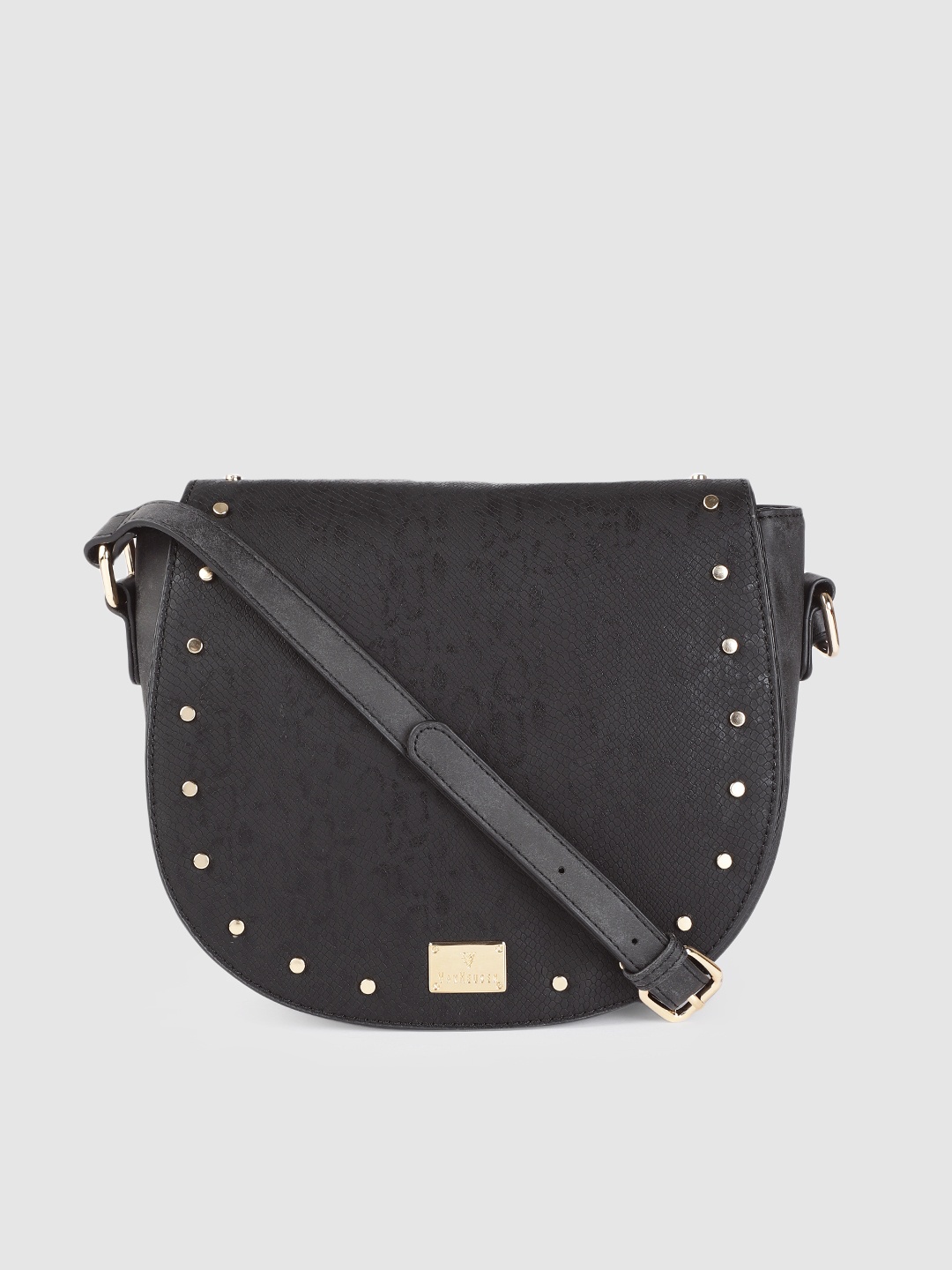 

Van Heusen Black Textured PU Half Moon Sling Bag