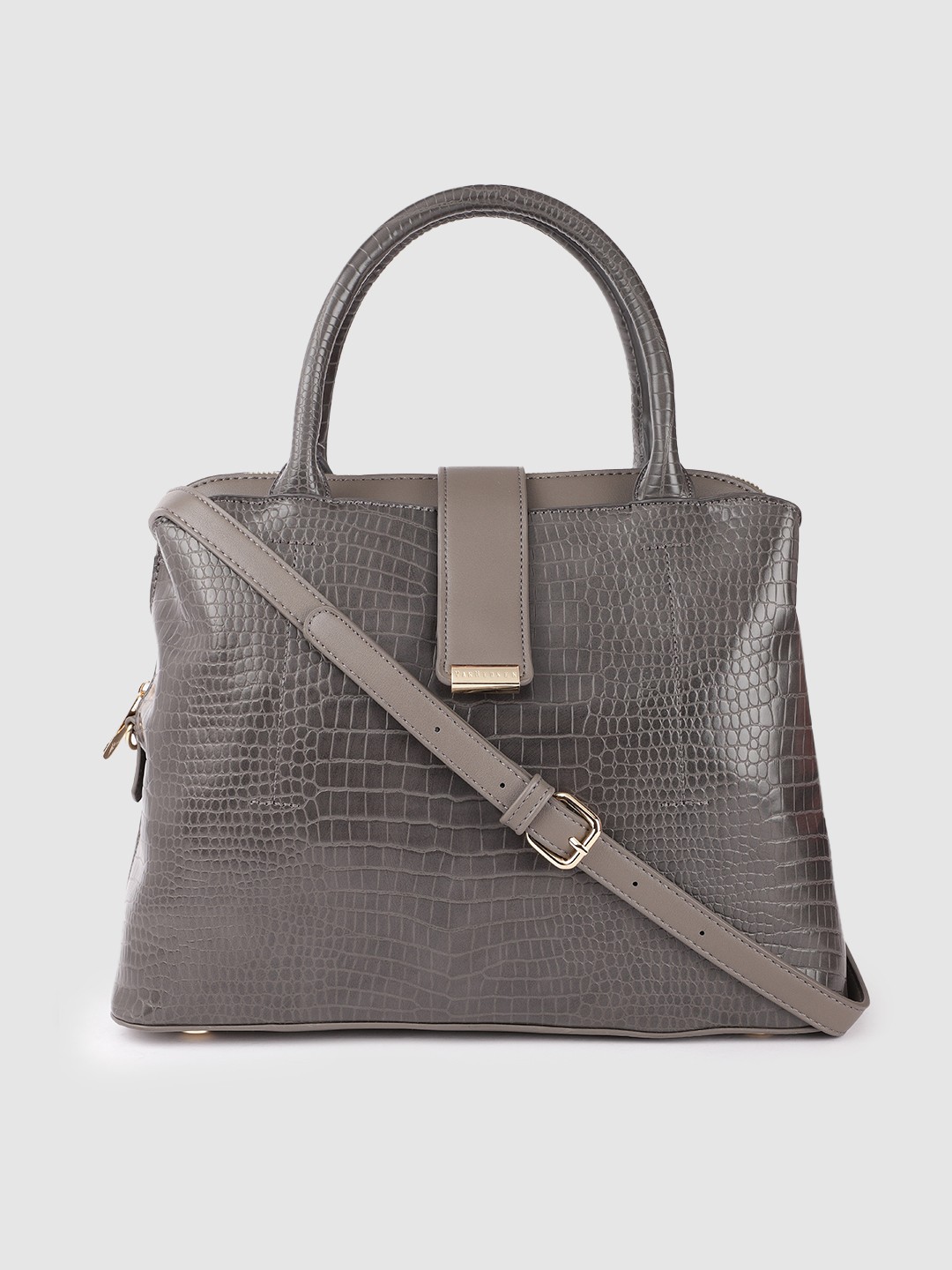 

Van Heusen Women Charcoal Animal Printed PU Structured Handheld Bag