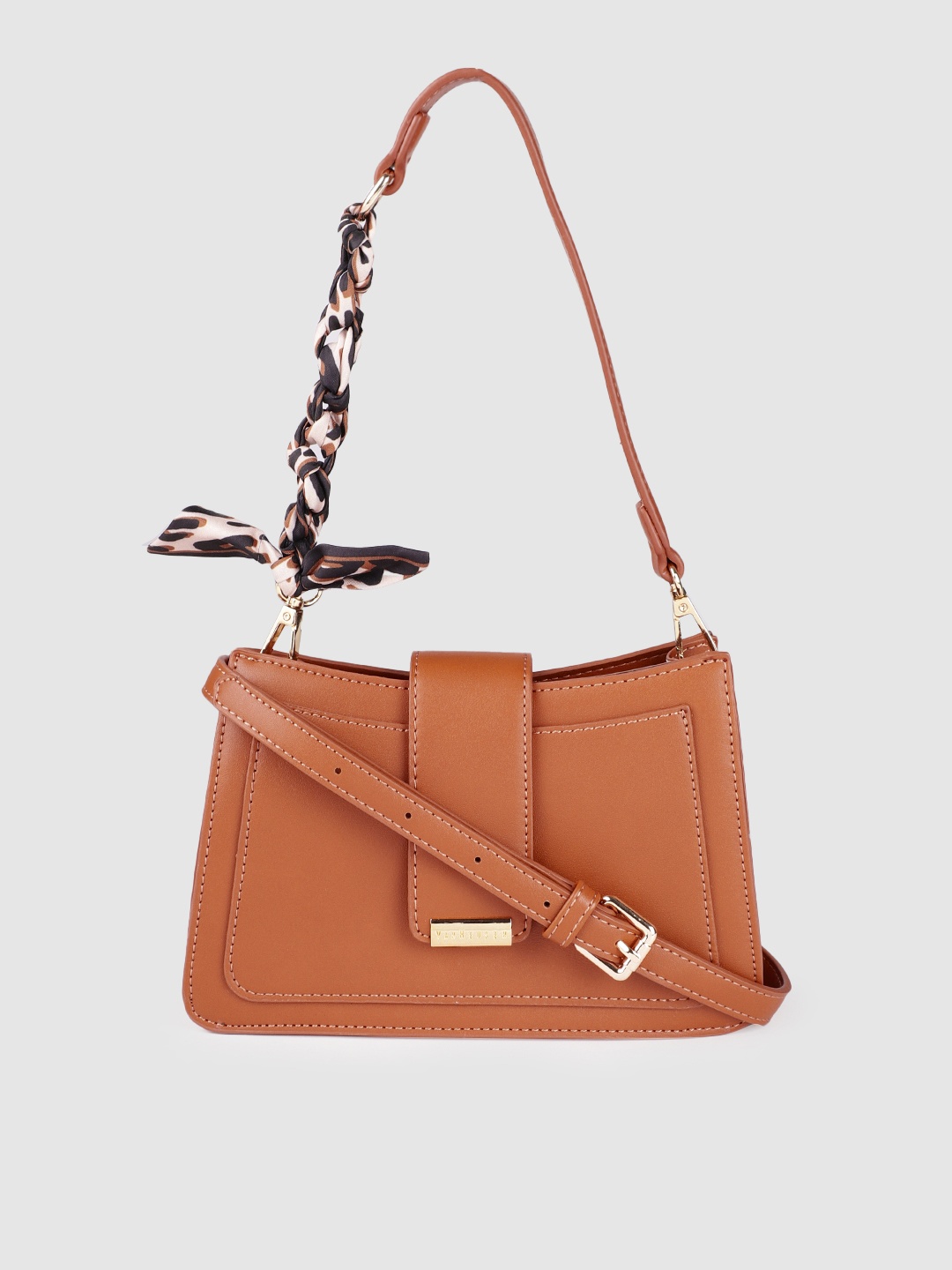 

Van Heusen Camel Brown Solid Structured Shoulder Bag
