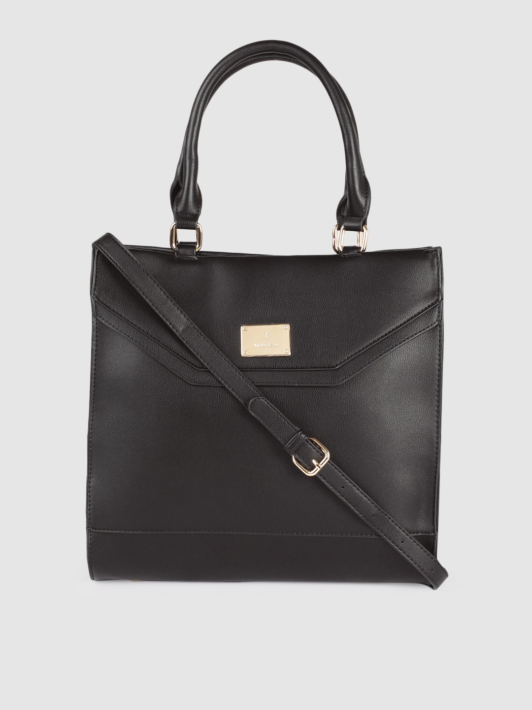 

Van Heusen Women Black Solid Structured Handheld Bag