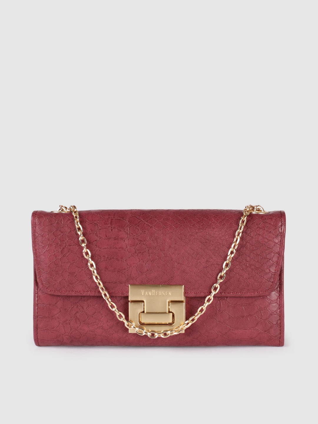 

Van Heusen Women Burgundy Animal Textured PU Structured Sling Bag
