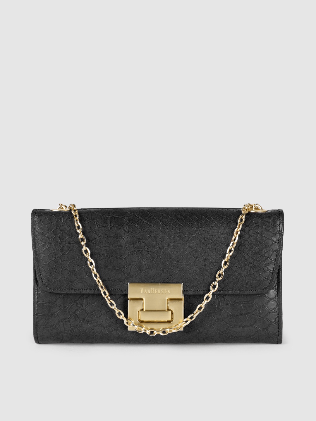 

Van Heusen Women Black Textured PU Structured Sling Bag