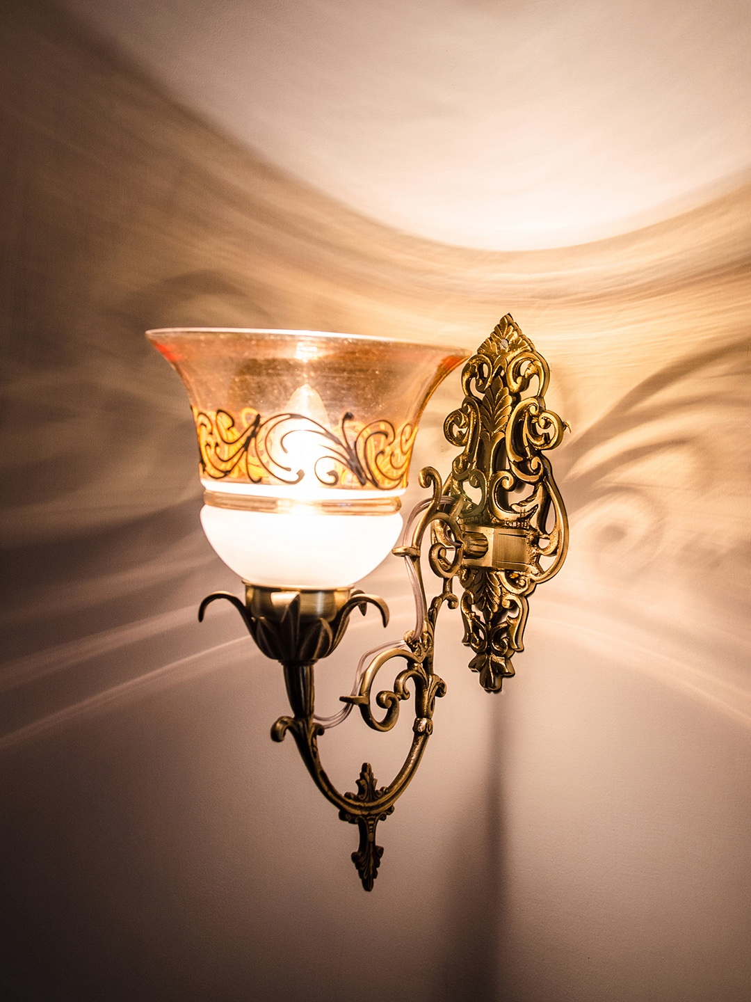 

Fos Lighting Gold-Toned Wallchiere with Shade