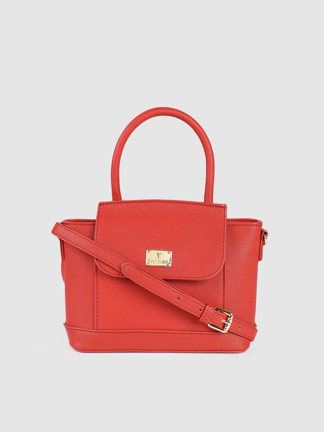 

Van Heusen Women Coral Red Solid Satchel