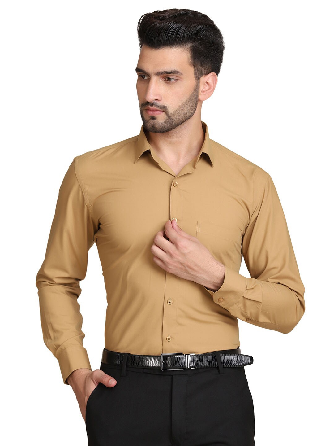 

TAHVO Men Mustard Comfort Slim Fit Formal Shirt