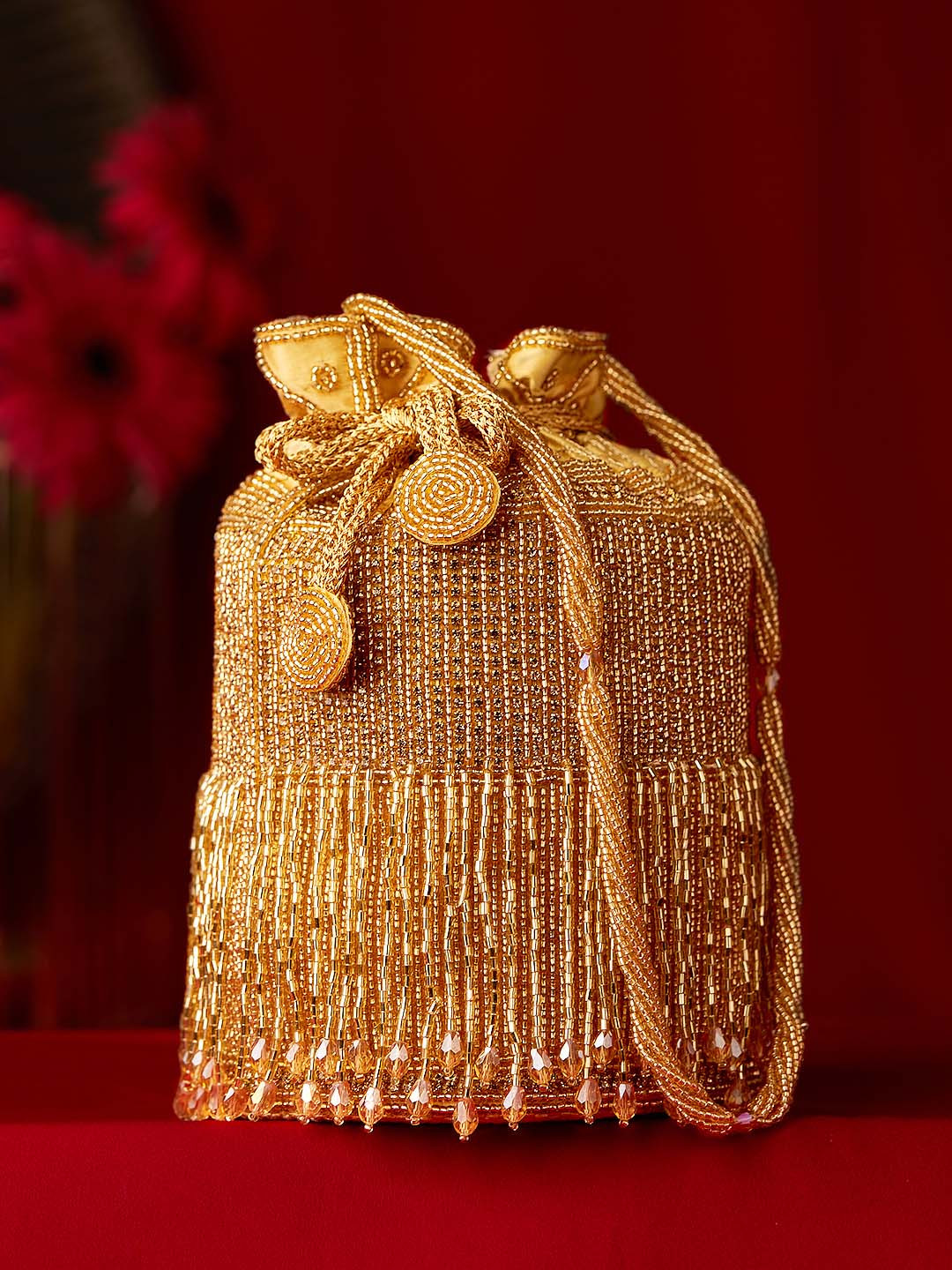 

Rubans Gold-Toned Embellished Potli Clutch