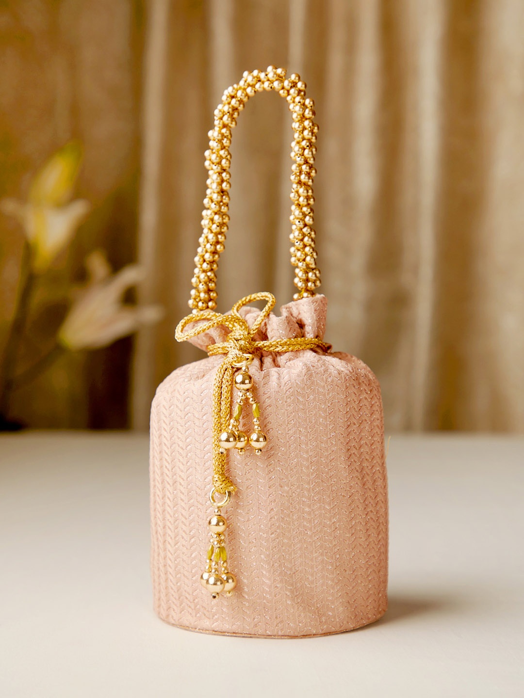 

Rubans Pink Embellished Embroidered Potli Clutch