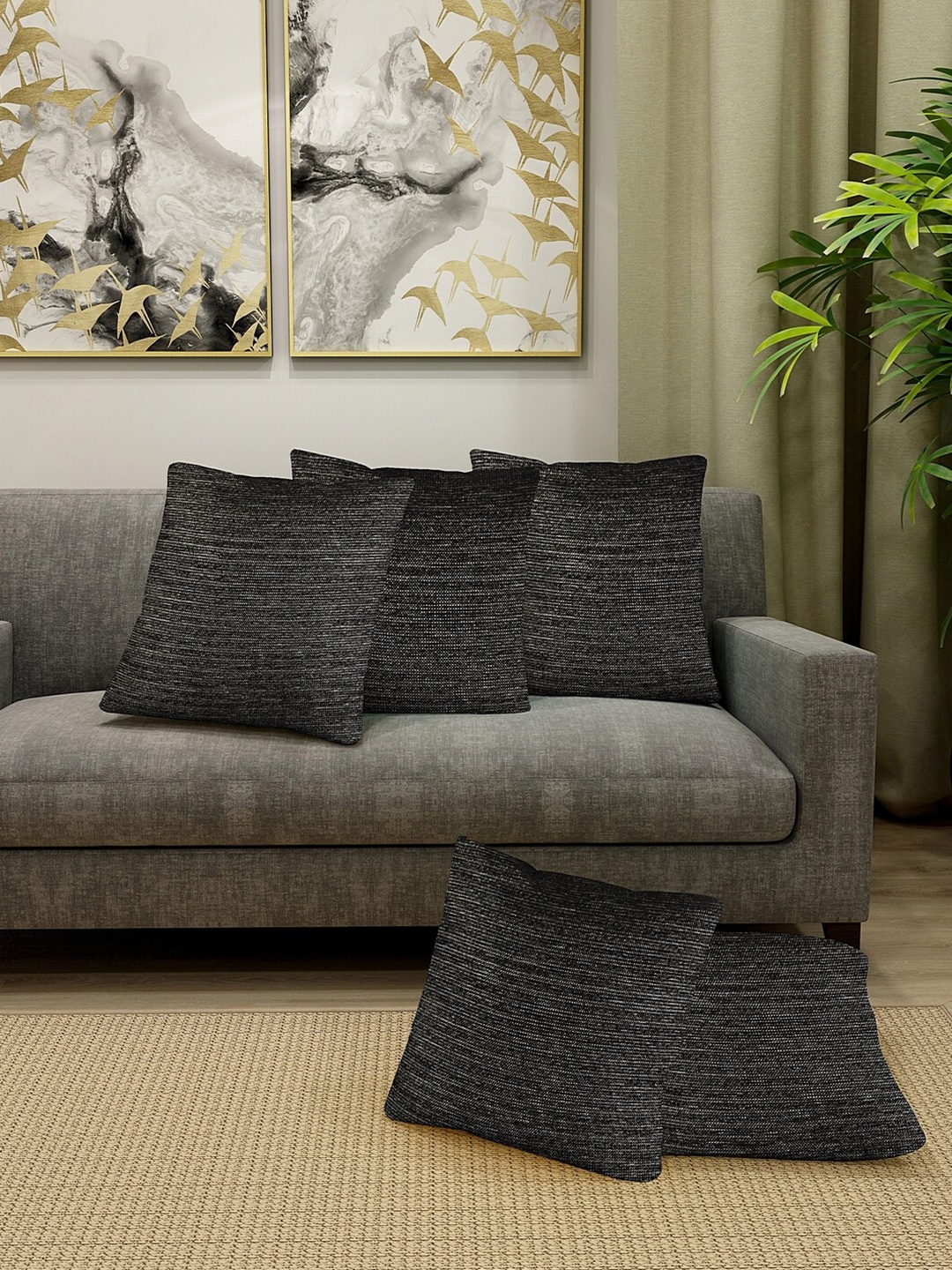 

KLOTTHE Black Set of 5 Square Cushion Covers