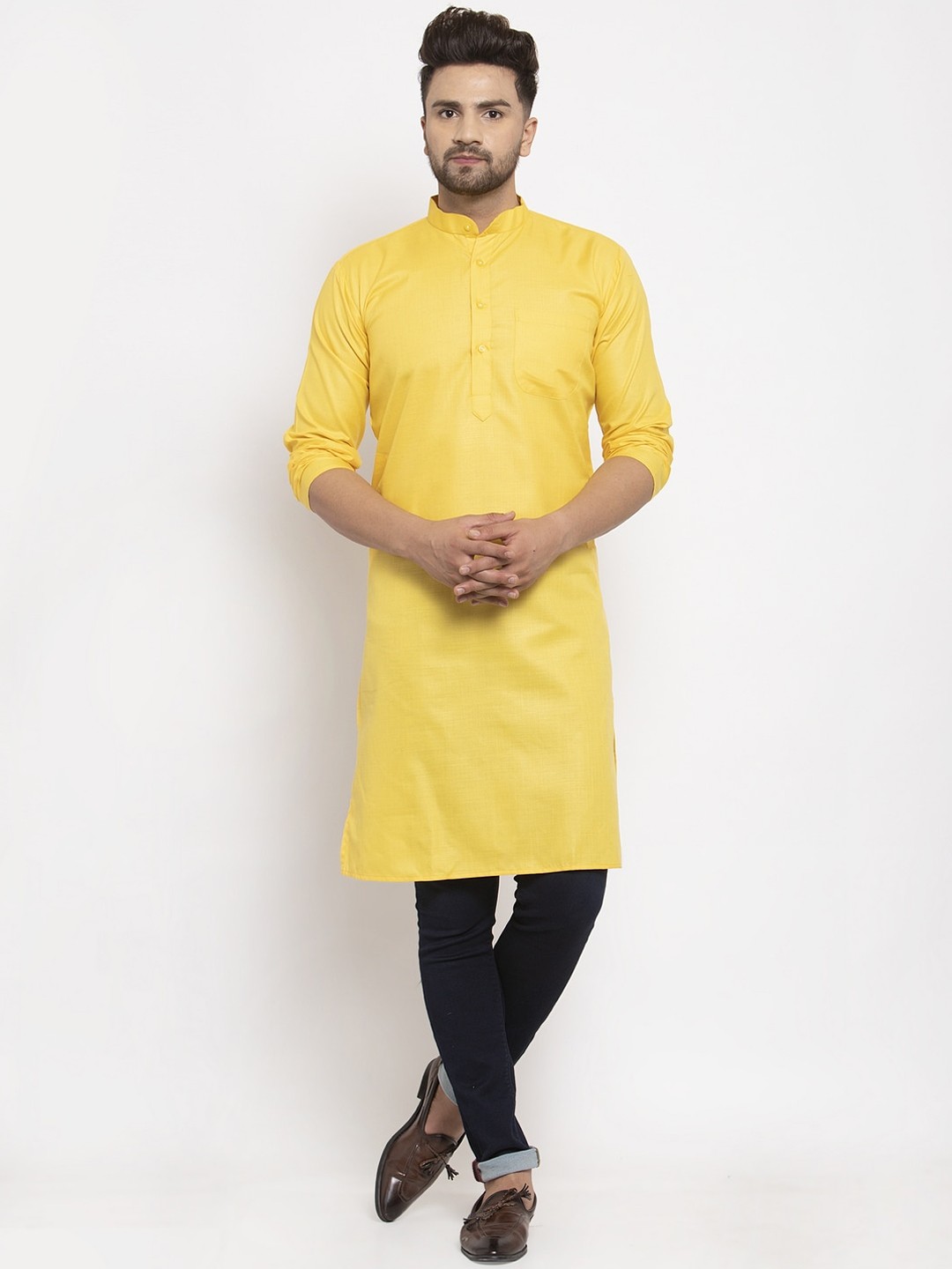 

Kaifoo Men Yellow Straight Kurta