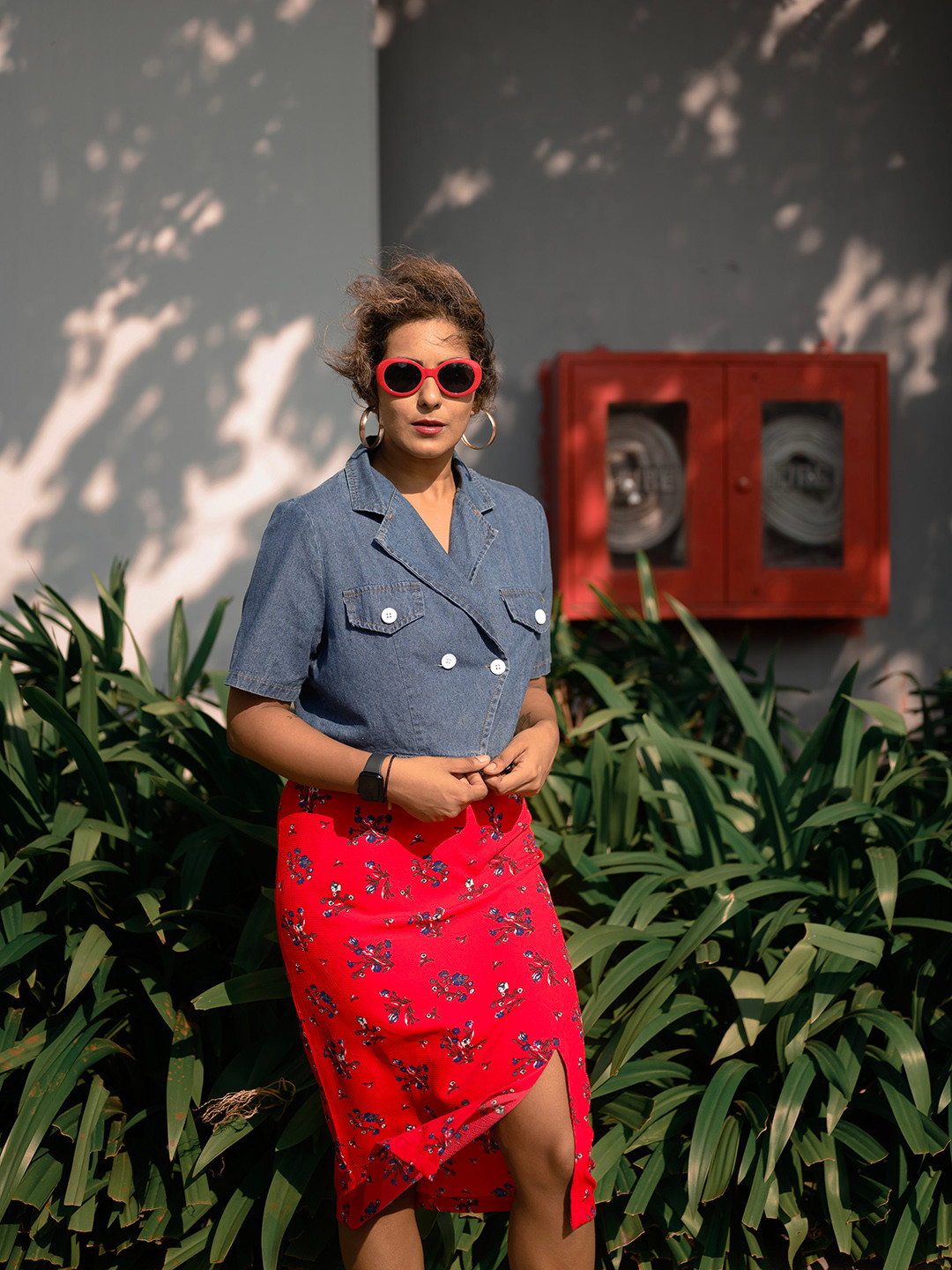 

STREET 9 Red Floral Skirt