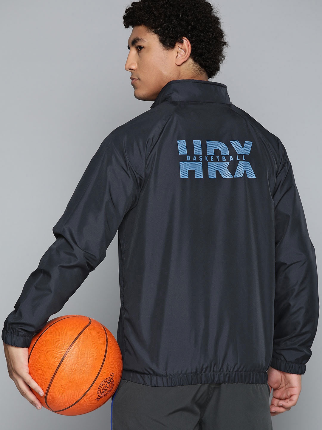 

HRX by Hrithik Roshan Men Navy Blue Typography Outdoor Sporty Jacket