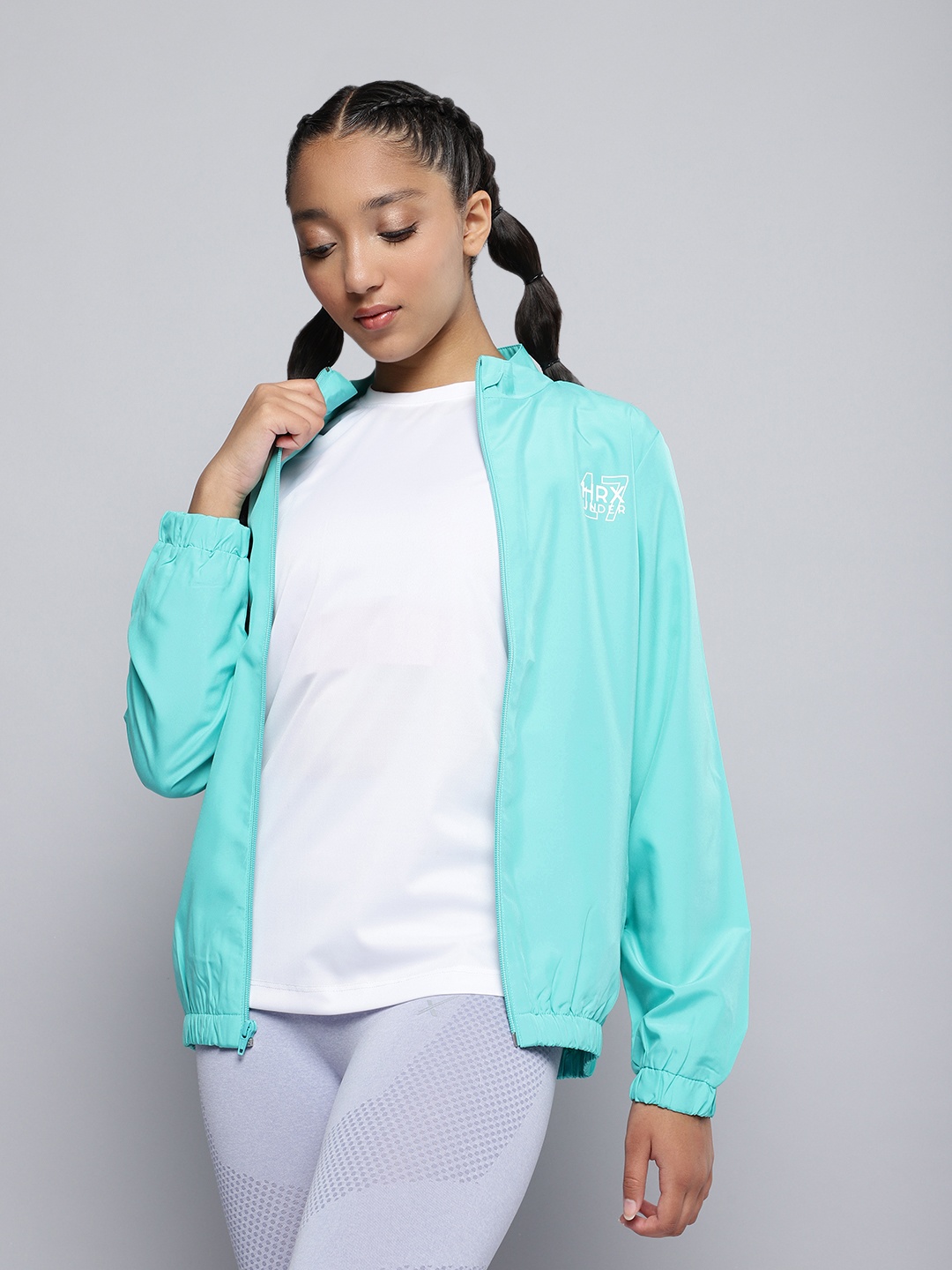 

HRX by Hrithik Roshan Girls Turquoise Blue Solid Tailored Jacket