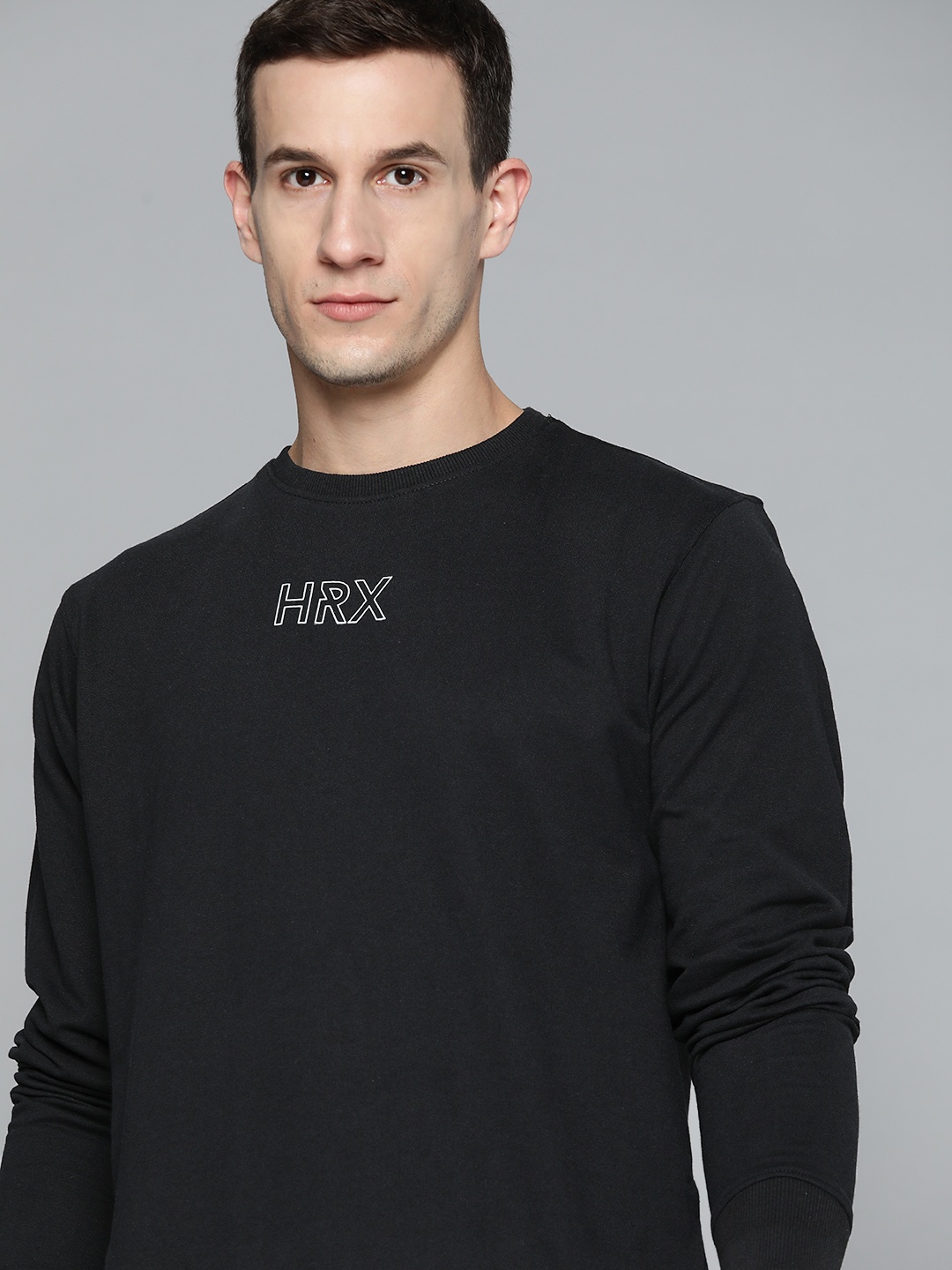 

HRX by Hrithik Roshan Men Black Brand Logo Printed Sweatshirt