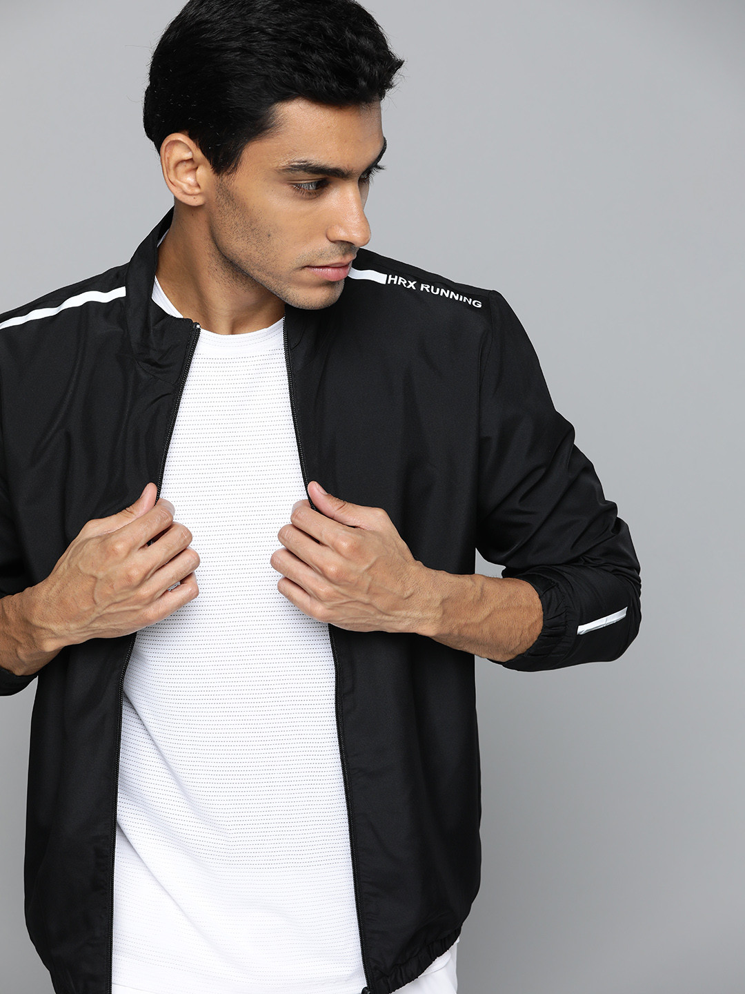 

HRX by Hrithik Roshan Men Black Running Rapid Dry Bomber Jacket