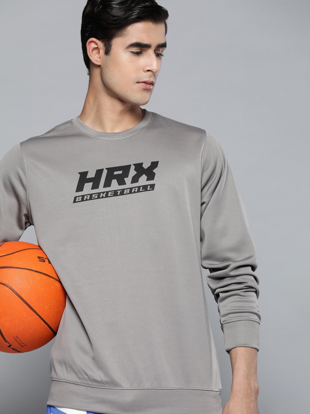 

HRX by Hrithik Roshan Men Grey Printed Sweatshirt