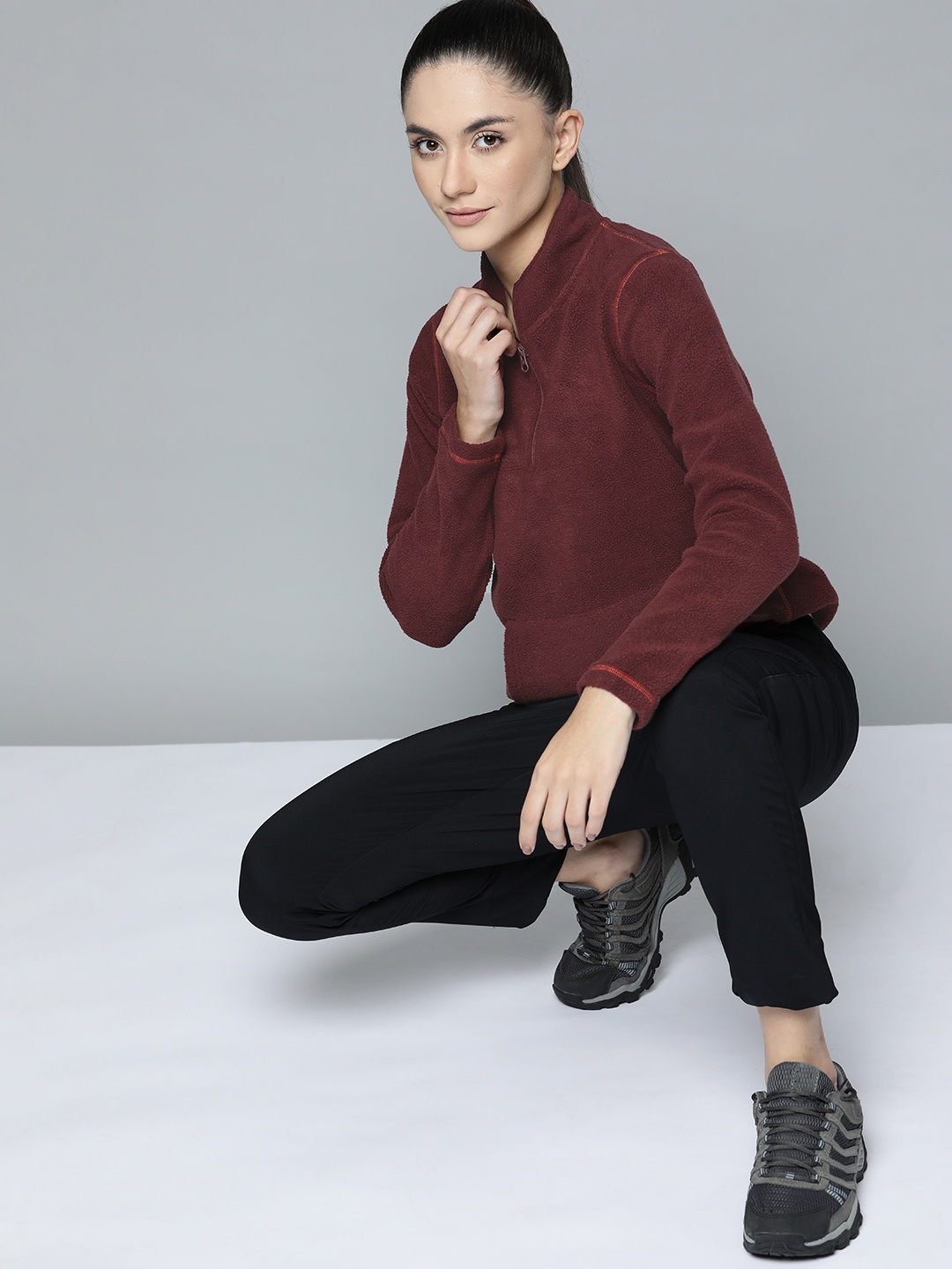 

HRX by Hrithik Roshan Women Maroon Solid Sweatshirt