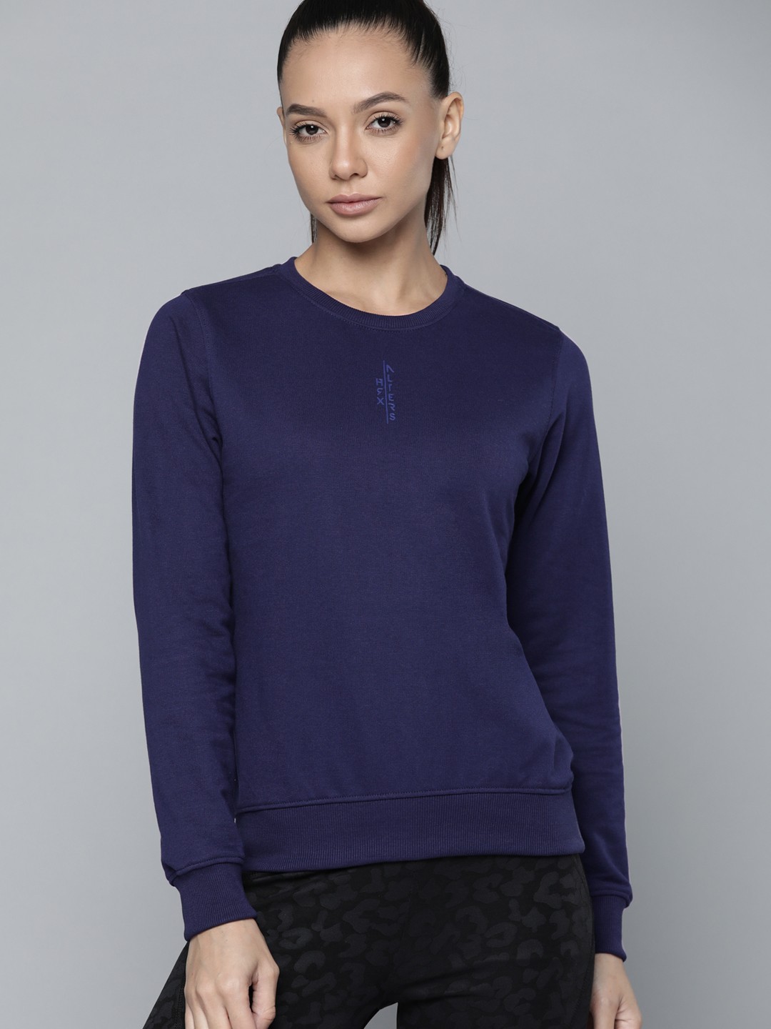 

HRX by Hrithik Roshan Women Navy Blue Solid Lifestyle Sweatshirt