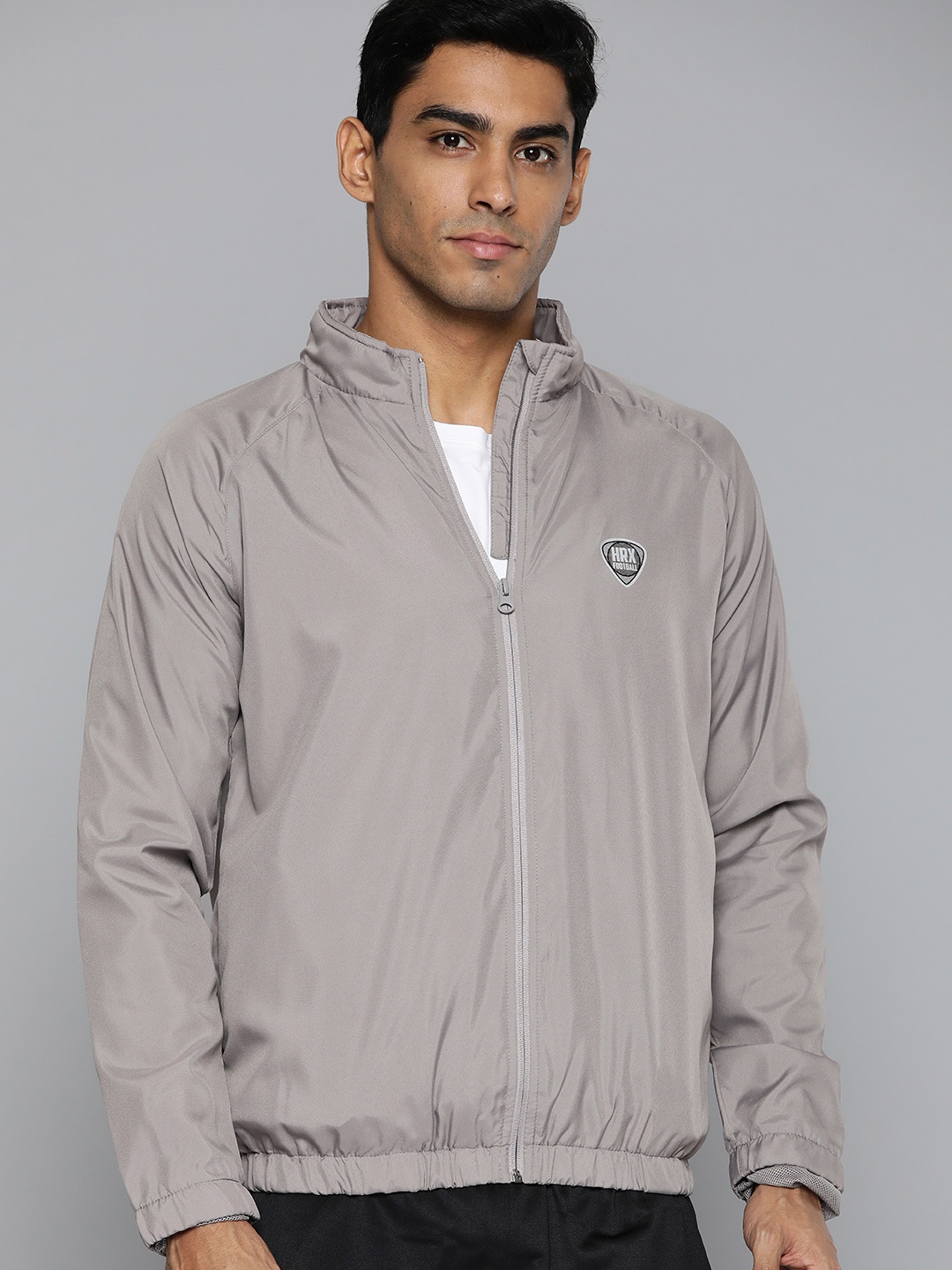

HRX by Hrithik Roshan Men Grey Brand Logo Printed Rapid-Dry Football Jacket