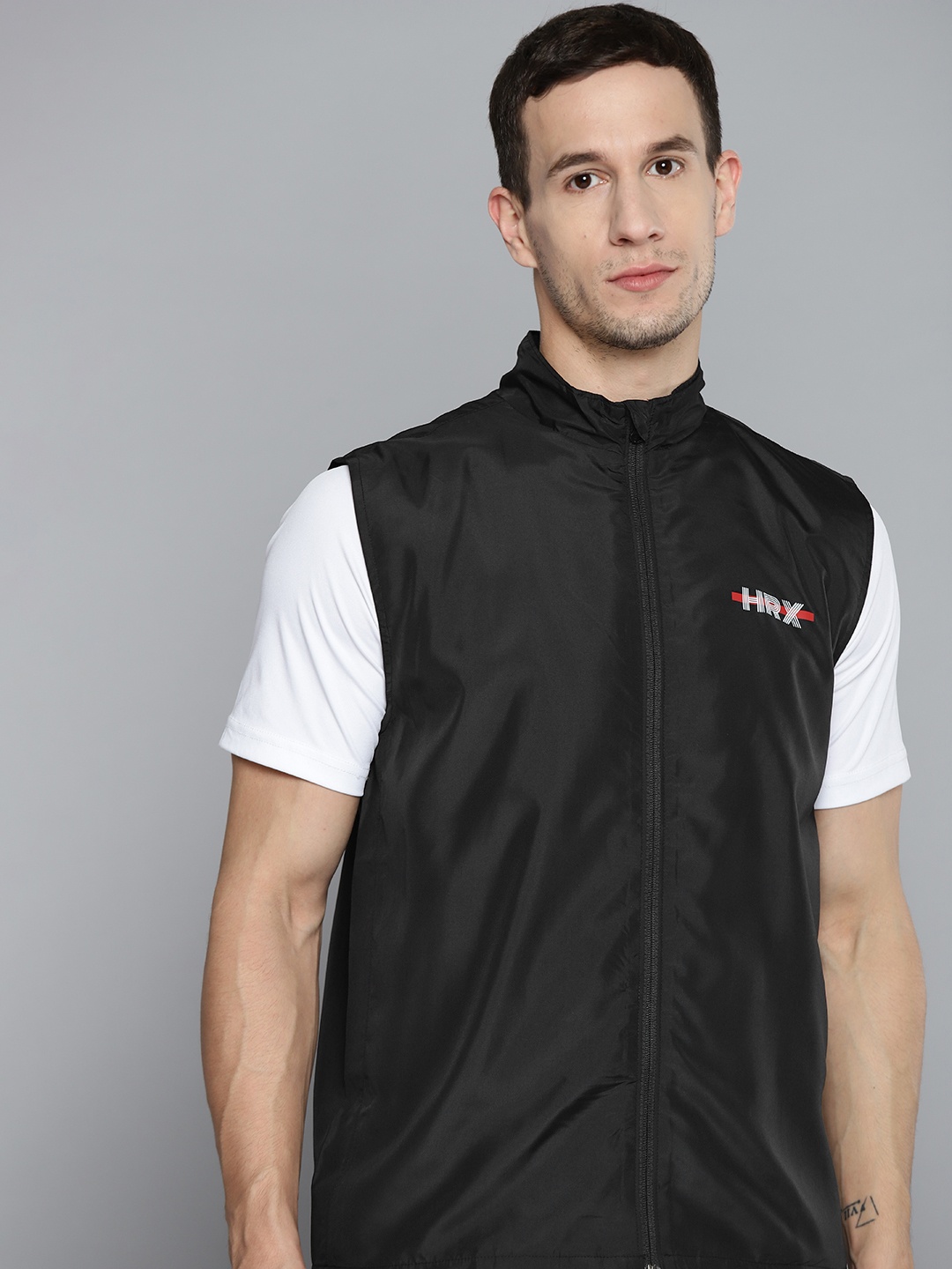 

HRX by Hrithik Roshan Men Black Sleeveless Sporty Jacket