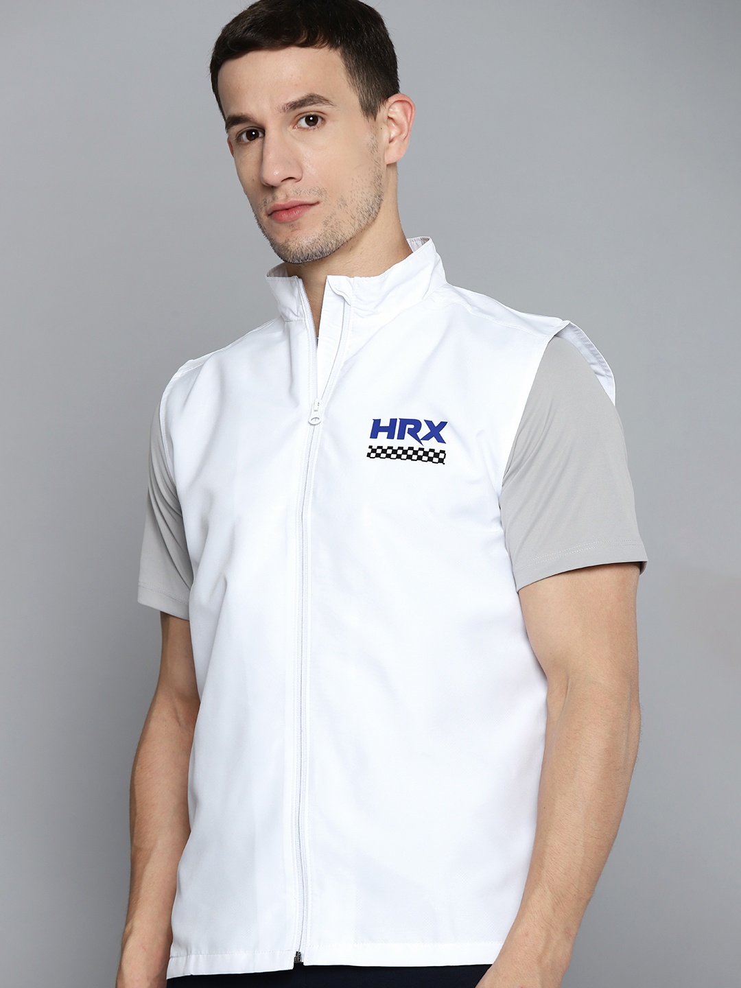 

HRX by Hrithik Roshan Men White Solid Sporty Jacket