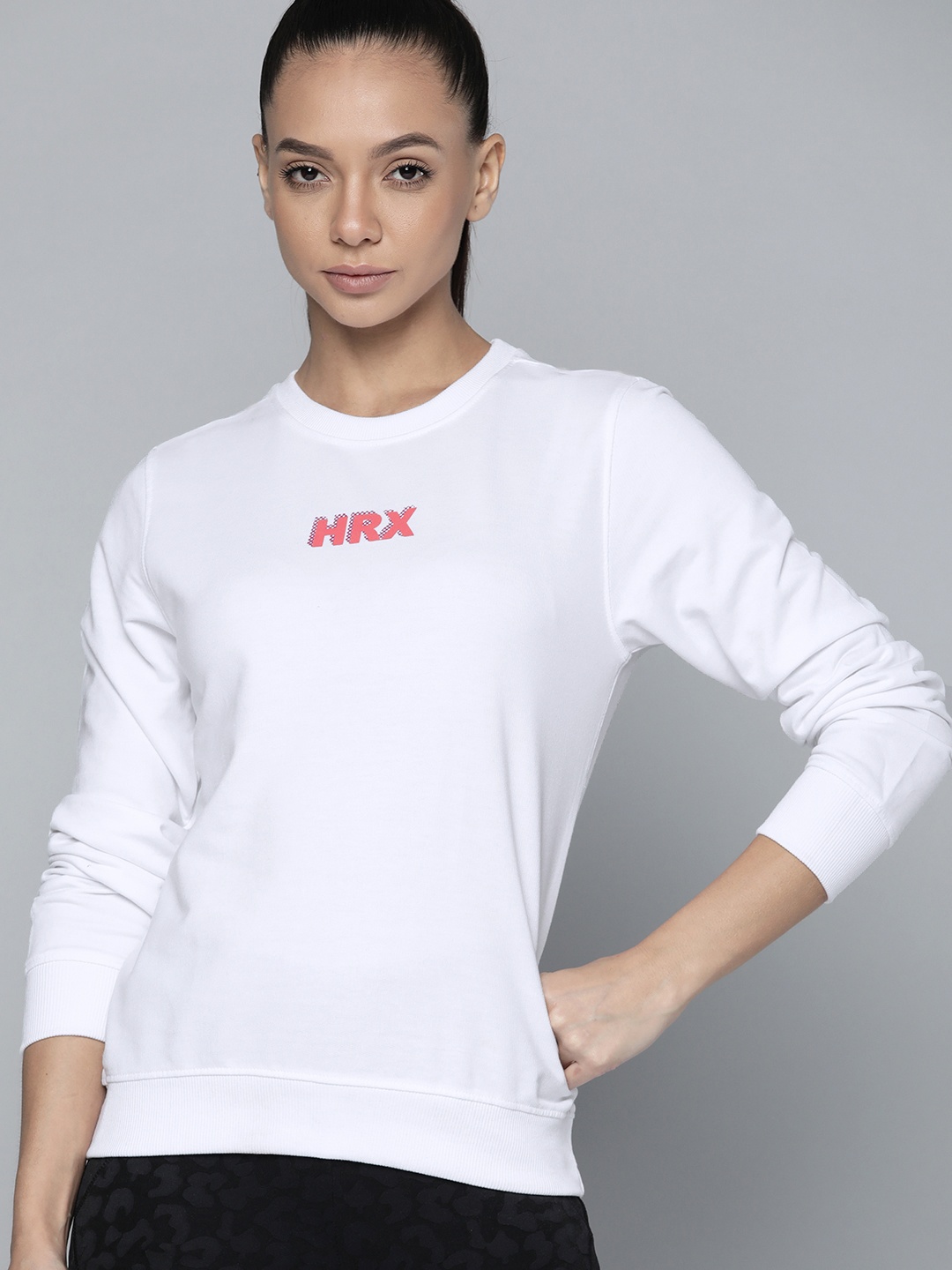 

HRX by Hrithik Roshan Women White Brand Logo Print Lifestyle Sweatshirt