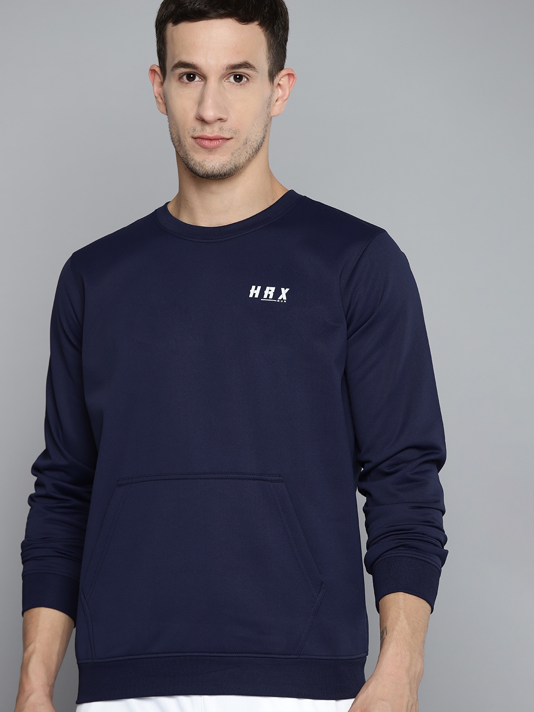 

HRX by Hrithik Roshan Men Navy Blue Brand Logo Printed Rapid-Dry Running Sweatshirt