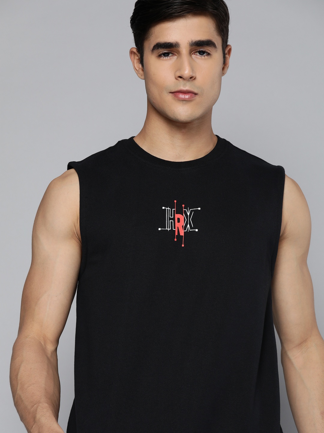 

HRX by Hrithik Roshan Men Black & Orange Printed Sweatshirt