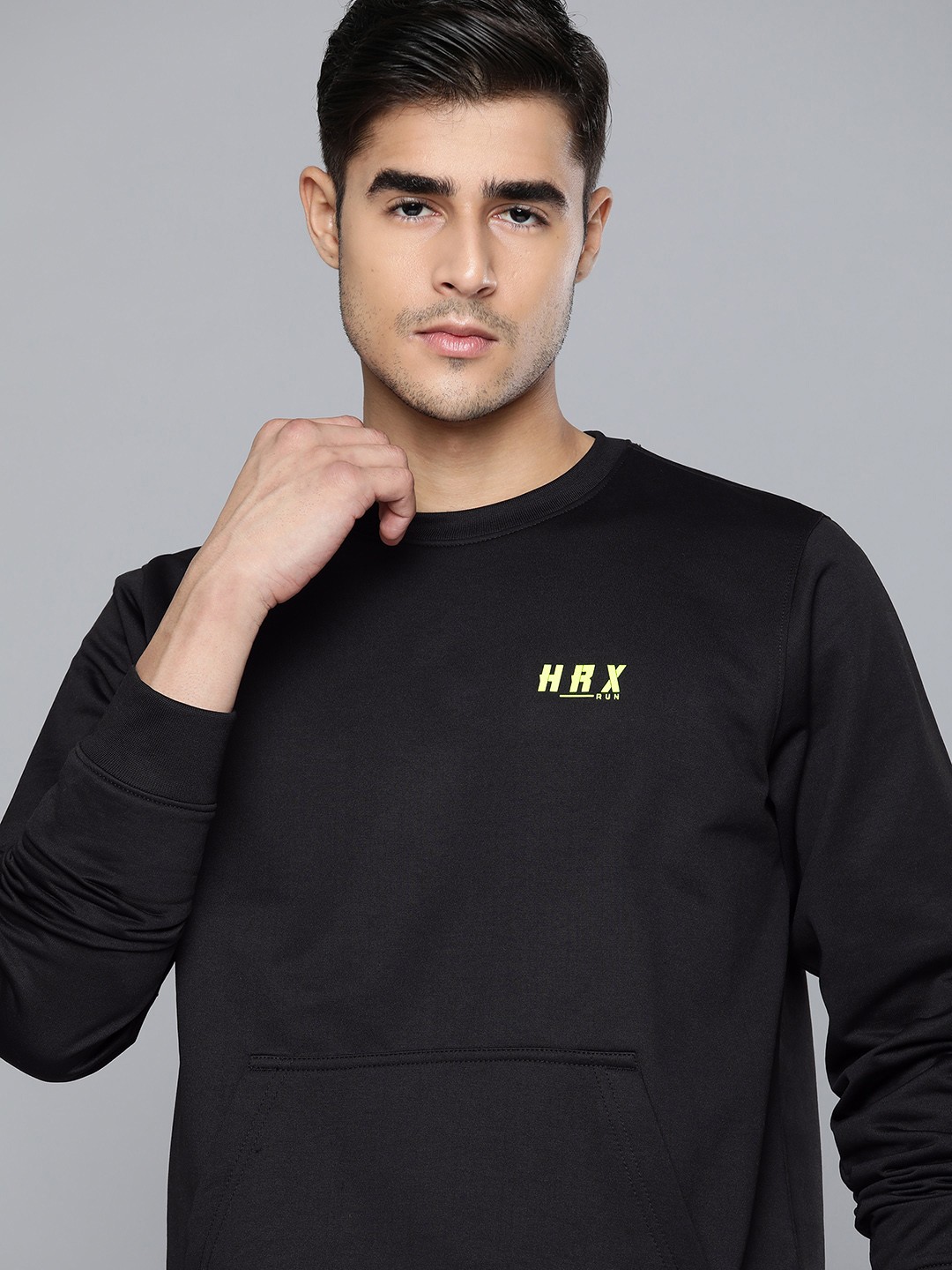 

HRX by Hrithik Roshan Men Black Rapid-Dry Running Sweatshirt