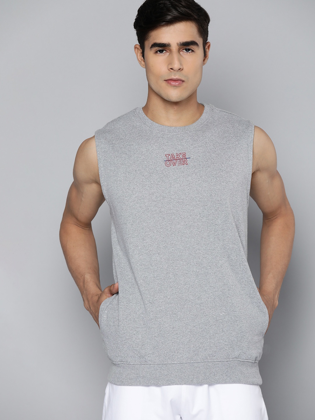 

HRX by Hrithik Roshan Men Grey Solid Rapid-Dry Sweatshirt