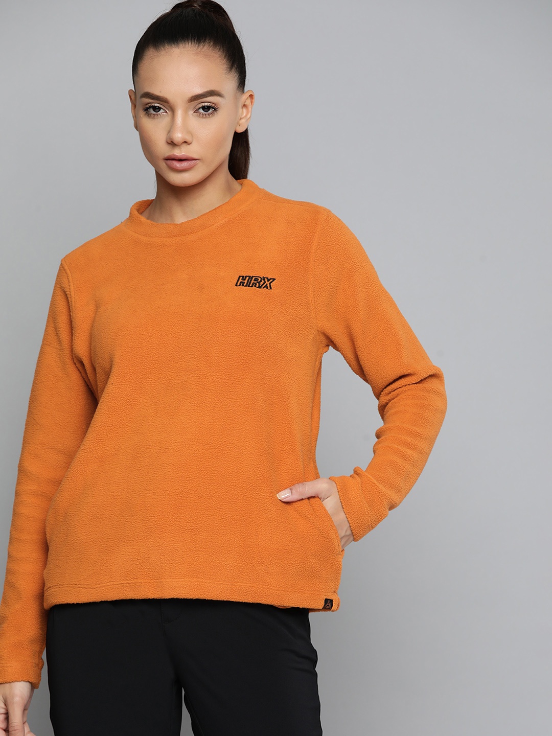 

HRX by Hrithik Roshan Women Orange Rapid Dry Technology Outdoor Sweatshirt