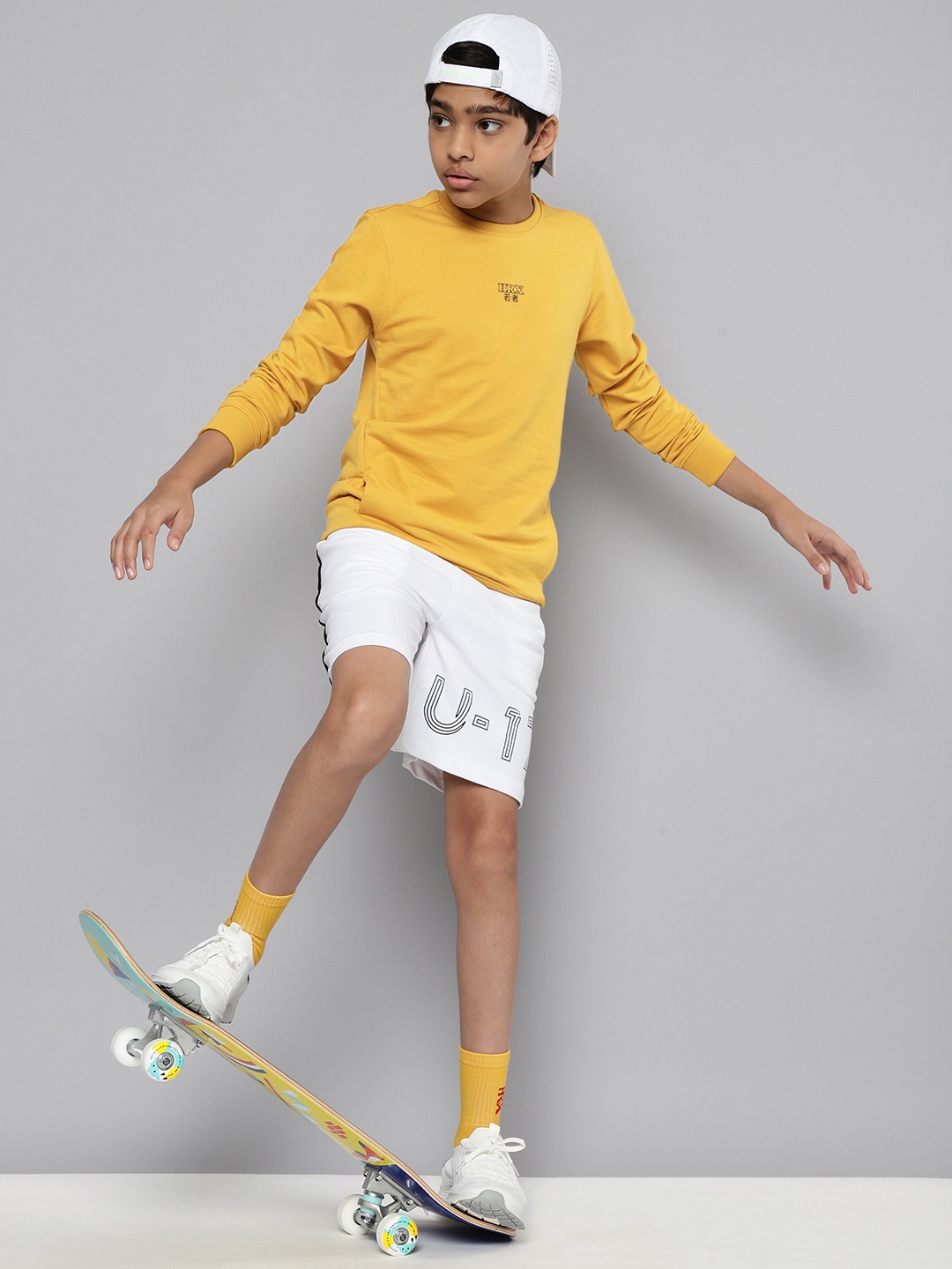 

HRX by Hrithik Roshan Boys Mustard Yellow Solid Sweatshirt
