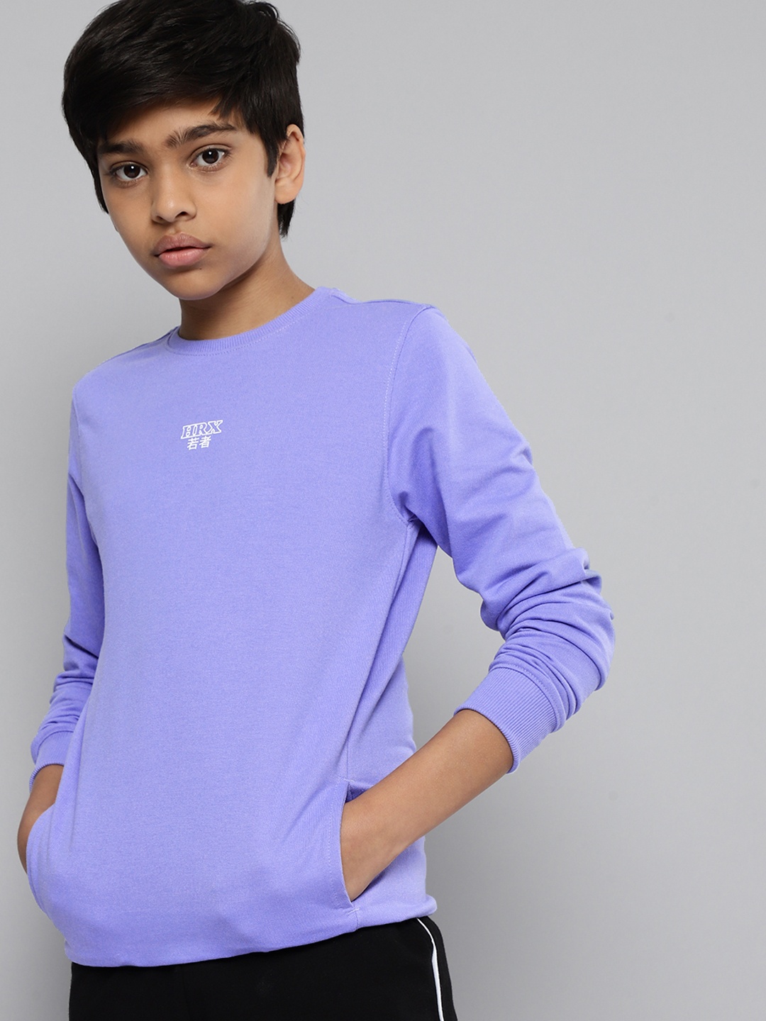 

HRX by Hrithik Roshan Boys Lavender Solid Sweatshirt