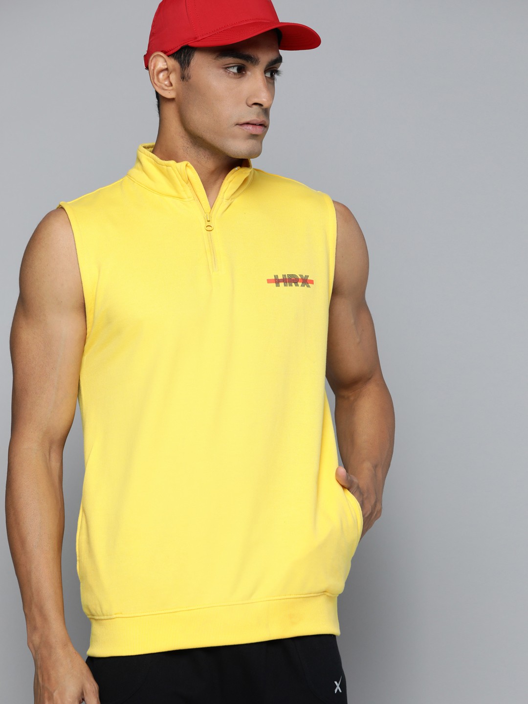 

HRX by Hrithik Roshan Men Yellow Brand Logo Printed Rapid-Dry Regular Fit Sweatshirt