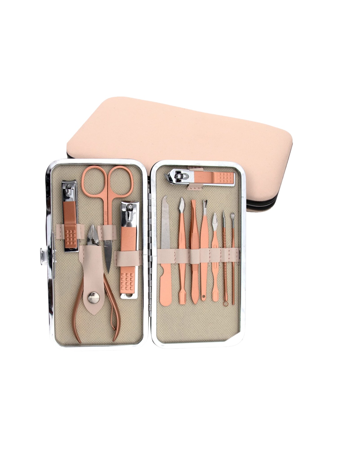 

Peau D'origine 12-in-1 Stainless Steel Manicure Kit with Leather Travel Case, Beige