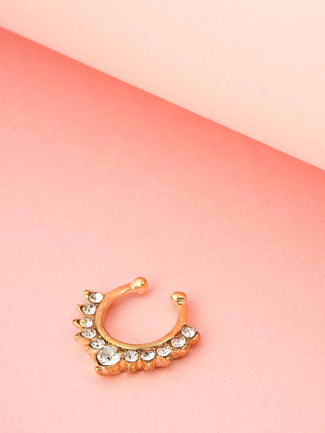 

Ferosh Gold-Toned White Stone-Studded Septum Nosepin