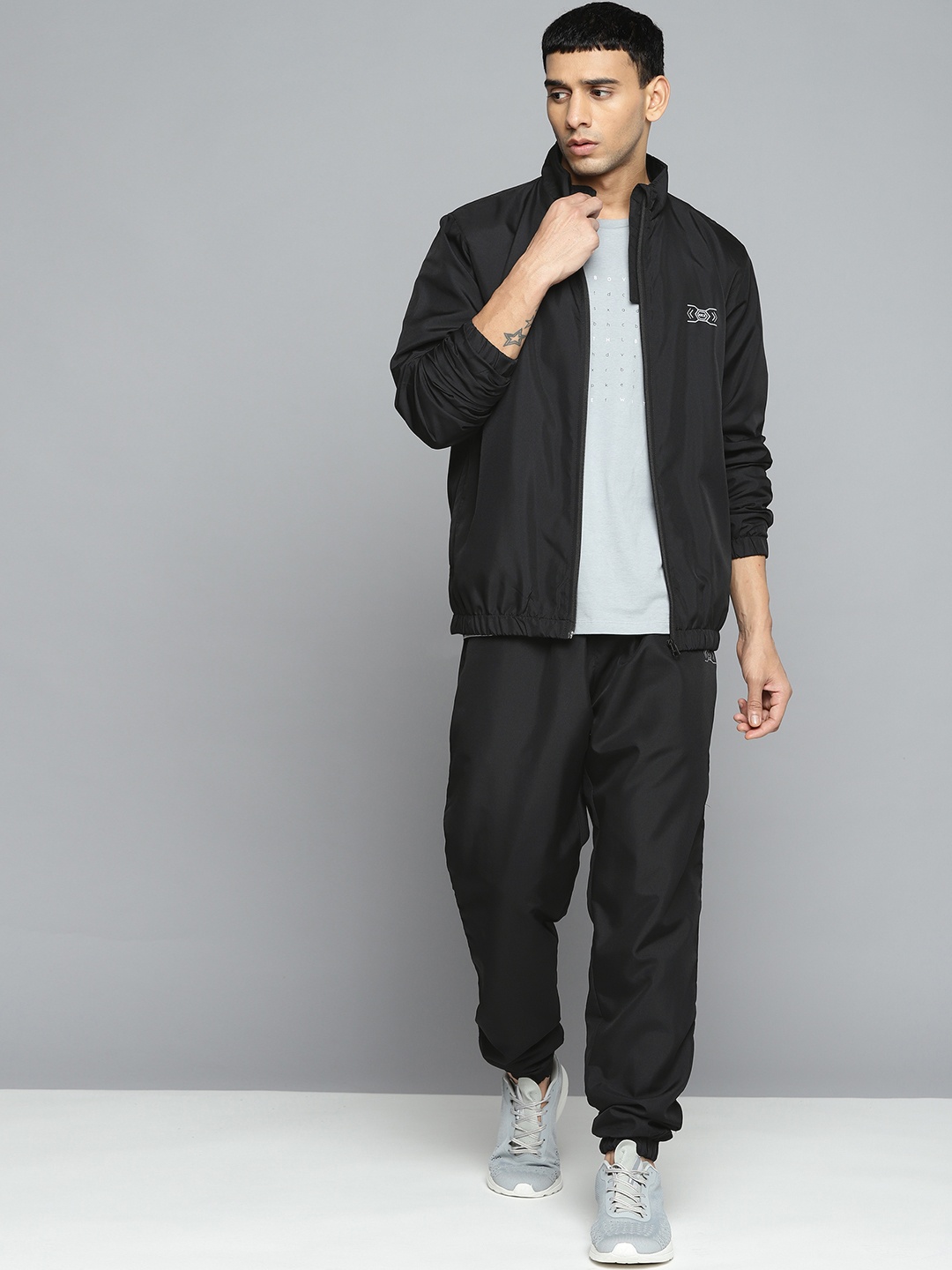 

HRX by Hrithik Roshan Men Black Brand Logo Printed Rapid-Dry Running Tracksuit